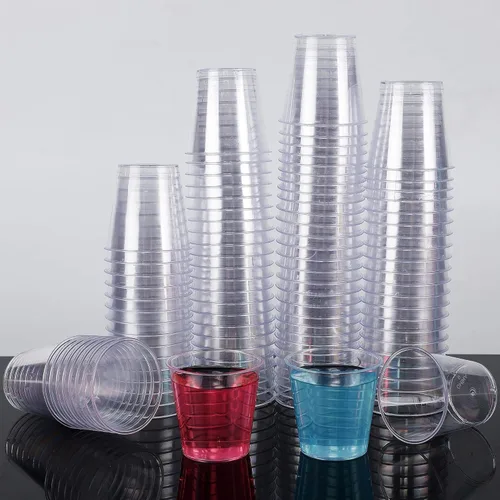 Miniatura 7 de Zcaukya 100 vasos de chupito, vasos duros desechables de plástico transparente de 1 oz, mini tazas, gran recipiente para salsa, degustación