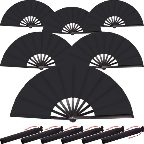 Miniatura 64 de Maitys Paquete de 2 ventiladores de mano plegables grandes de 13 pulgadas, ventiladores chinos de mano grandes para baile de línea, Tai Chi