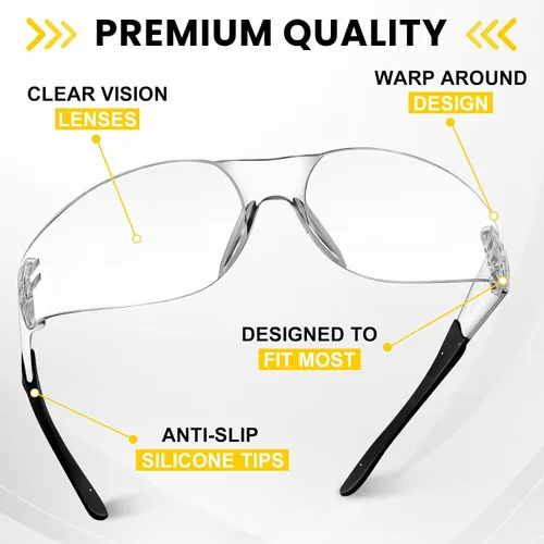 Miniatura 3 de Paquete de 100 lentes de seguridad transparentes, ANSI Z87.1, resistentes a los arañazos, a granel, para hombres y mujeres, lentes transparentes