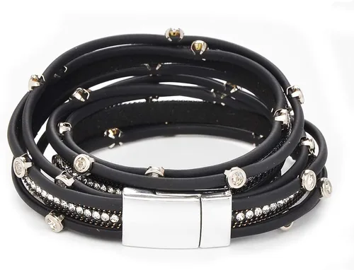 Miniatura 3 de Pulsera de cuero para mujer con cuentas de cristal para mujer