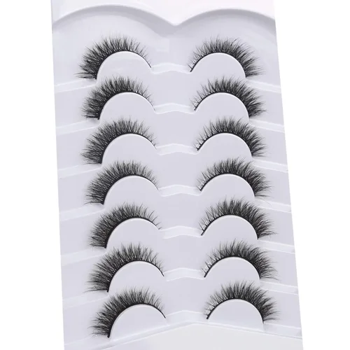 Miniatura 37 de Pooplunch - Pestañas postizas finas de visón sintético, estilo ojo de gato, naturales, cruzadas, tipo racimo, efecto 8D de volumen, tiras