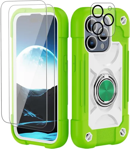 Miniatura 141 de Funda para iPhone 11 de 6.1 pulgadas con soporte de anillo, con 2 protectores de pantalla de vidrio, resistente a los golpes, resistente a