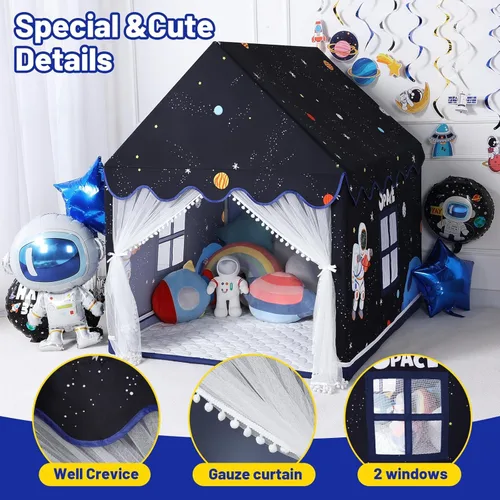 Miniatura 4 de Wilwolfer Space - Tienda de campaña para niños en interior: con paspartú, tienda de campaña para niños, juguetes espaciales, decoraciones