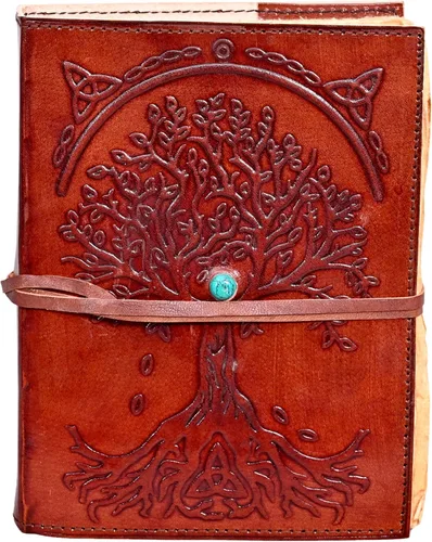 Diario de cuero en blanco libro de hechizos de sombras con cierre de cerradura, cuaderno vintage encuadernado brujería Wicca Grimorio Bruja cuaderno