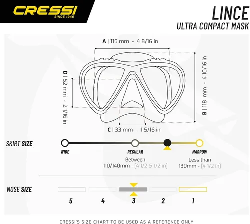 Miniatura 5 de Cressi LINCE, máscara de buceo, esnórquel y apnea para adultos - Cressi: 100% fabricado en Italia desde 1946