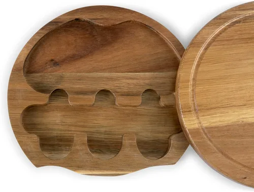 Miniatura 4 de PICNIC TIME Disney Princess Cenicienta Juego de Tabla para Queso Brie de Acacia y Cuchillo, Tabla de Charcutería con Cajón Giratorio y Herramientas