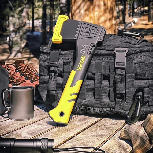 Miniatura 4 de LEXIVON V10 - Hacha de campamento de 10 pulgadas Agarre ergonómico TPR, mango compuesto de fibra de vidrio ligero Funda protectora de transporte