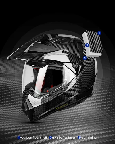 Miniatura 3 de ILM Snell M2020D - Casco completo de fibra de carbono para motocicleta de aventura, auto de carreras para hombres y mujeres, casco todoterreno