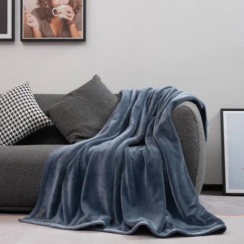 Miniatura 3 de Mellowdy Manta de franela extra gruesa y mullida (gris oscuro, 60x80) - Manta cálida de tamaño individual de 500GSM para invierno, otoño Suave