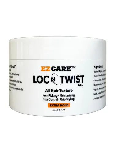 LOC N TWIST Gel All Hair Texture (fijación extra), sin descamación, hidratante, control de encrespamiento, estilo de agarre, (8 onzas)