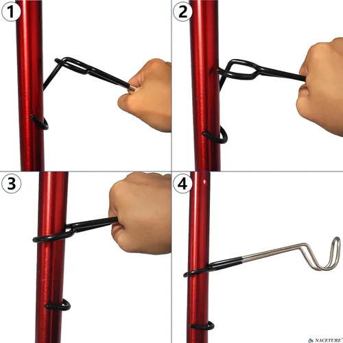 Miniatura 4 de NACETURE Soporte para farol, poste de luz de campamento, soporte de linterna de campamento resistente, accesorios de campamento, gancho para poste