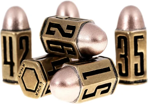 Juego de dados de metal con forma de bala, seis dados de latón D6, ideal para DND, Warhammer 40k, juego de rol Homebrews, D&D, etc Gran regalo de