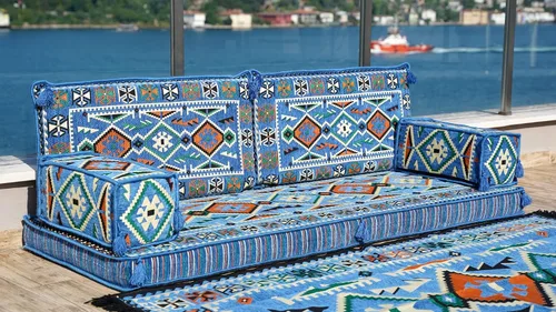 Miniatura 4 de arabicsofa Oriental - Sofá modular grande Majlis para el suelo, asiento árabe con almohadas de respaldo, juego de sofá bajo seccional esquinero