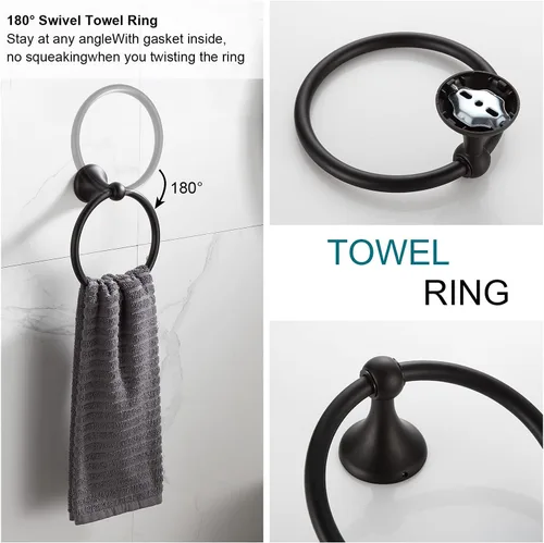 Miniatura 5 de BGL Juego de accesorios de baño, barra de toalla extensible ajustable negro mate, juego de 4 piezas de accesorios de baño, juego de accesorios