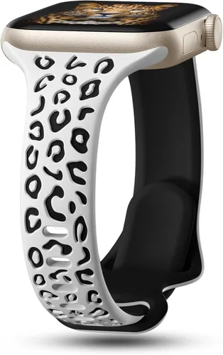 Miniatura 12 de CreateGreat Correas Delgadas con Grabado de Leopardo Compatibles con Apple Watch de 41mm 40mm 38mm 49mm 46mm 45mm 44mm 42mm para Mujeres, Correa