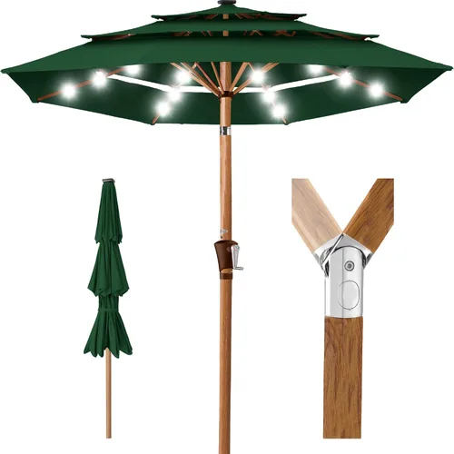 Miniatura 26 de Best Choice Products - Sombrilla solar de 10 pies de 3 niveles para patio, sombrilla de sol para exteriores, mercado, patio trasero, terraza, junto