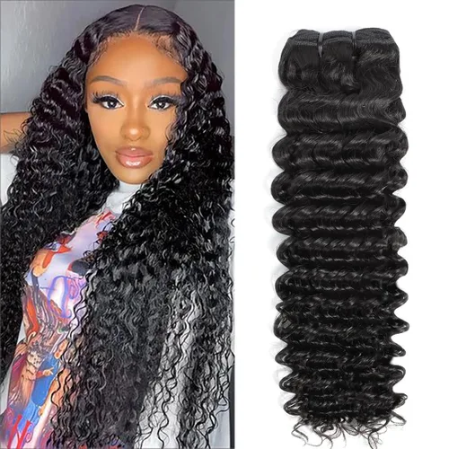 Miniatura 16 de Paquetes de cabello ondulado profundo, cabello humano rizado, 18 20 22 pulgadas, paquetes de cabello humano rizado y ondulado 100% sin procesar