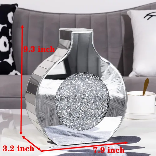 Miniatura 6 de Florero con acabado de espejo para decoración, jarrón decorativo de cristal para círculo de flores, donas, diamantes triturados, decoración