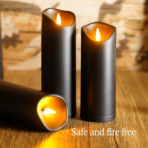 Miniatura 6 de kakoya Velas parpadeantes sin llama, velas LED acrílicas con control remoto y temporizador, juego de 9 unidades (negro)