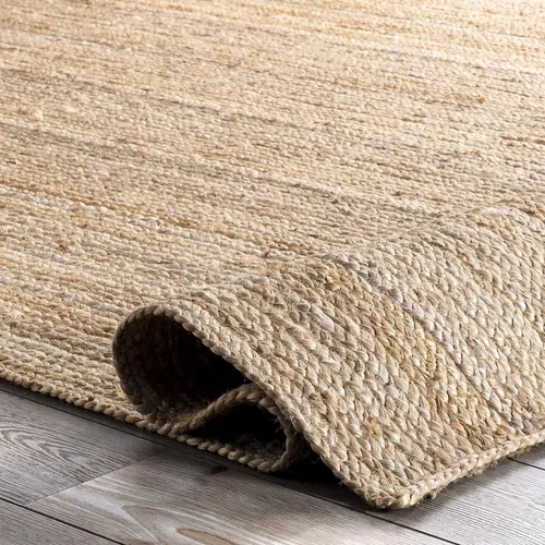 Miniatura 3 de Alfombra de yute tejida a mano de 8 x 10 pies – Alfombra rústica hecha a mano de yute para interiores, diseño sostenible y ecológico que añade