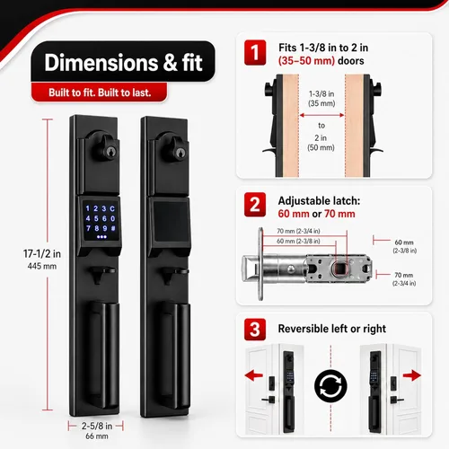Miniatura 5 de NEWBANG Manija digital de puerta delantera con teclado para puertas dobles en acabado negro - Cerradura electrónica con juego de simulación Negro