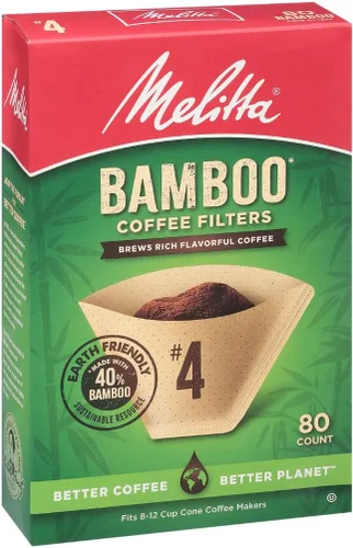 Miniatura 2 de Melitta Filtros de café en cono #4, bambú, 80 unidades (paquete de 6), 480 filtros en total, se adapta a todas las cafeteras de cono de 8 a 12 tazas