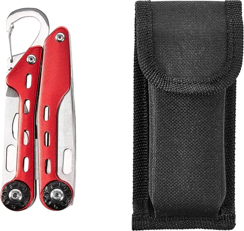 Miniatura 5 de Amazon Basics Multiherramienta de acero inoxidable 10 en 1 con seguro de bloqueo y funda de nailon, rojo