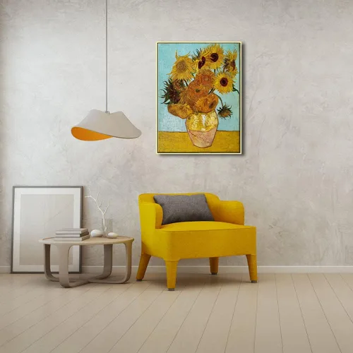 Miniatura 8 de Wieco Art Arte Enmarcado Girasol Lienzo Grande Impresiones Arte de Pared por Vincent Van Gogh Pinturas al Óleo Lienzo Enmarcado Arte de Pared
