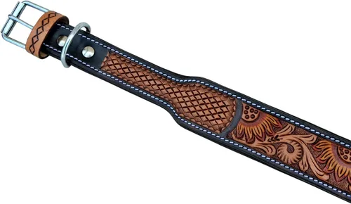 Miniatura 5 de Affilare Collar de perro de cuero estilo occidental diseño de flor de sol acolchado para 10AB122-XS
