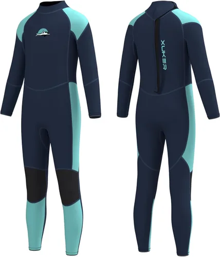 Miniatura 11 de XUKER Traje de neopreno para niños y niñas, 0.118 in, con cremallera trasera, de neopreno, térmico, de cuerpo completo, para jóvenes, adolescentes