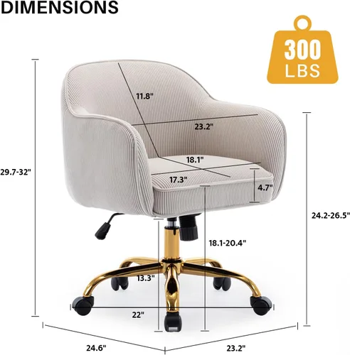 Miniatura 2 de Silla de escritorio para oficina en casa con brazos, ruedas doradas, silla moderna tapizada en terciopelo, silla de computadora enrollable, silla