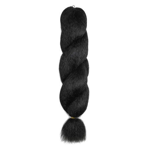 Miniatura 5 de Extensiones de cabello rizado rizado de 22 pulgadas con ganchillo de zorra - Fibras sintéticas Yaki de alta calidad negro natural para mujeres 1B-22