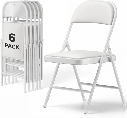 Miniatura 33 de Paquete de 2 sillas plegables, sillas de comedor plegables de piel sintética con asiento y respaldo acolchados, juego de sillas plegables