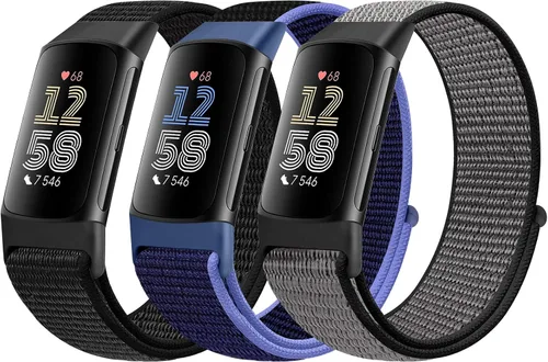 Miniatura 16 de Correas de nailon para reloj deportivo compatibles con Fitbit Charge 6/5, correa de muñeca ajustable, transpirable, de repuesto, suave, de bucle
