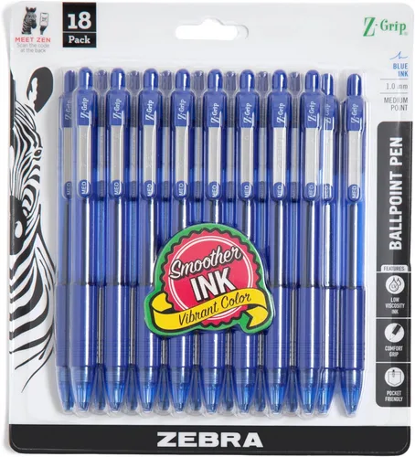 Miniatura 15 de Zebra Pen Z-Grip - Bolígrafo retráctil de punta media, 3/64 pulgadas, tinta negra, 12