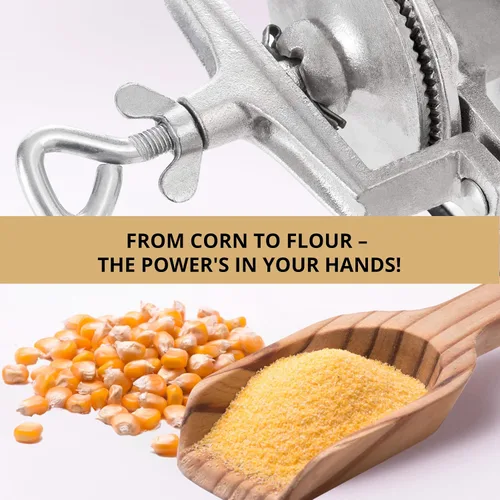Miniatura 7 de Molino de grano de hierro de mano, molino manual, molinillo de alimentos, molinillo de maíz para grietas de mano, granos de manivela, avena, maíz