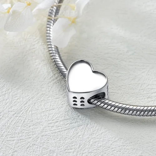 Miniatura 3 de LONAGO Abalorio personalizado de plata de ley 925 compatible con pulsera, collar, forma redonda de corazón personalizado