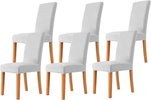 Miniatura 18 de Velvet Chair Covers Beige Gray, Stretch Dining Room Chair Covers 2 Pack, Super Fit Dining Chairs Slipcovers Spandex Washable Kitchen Parson Chair