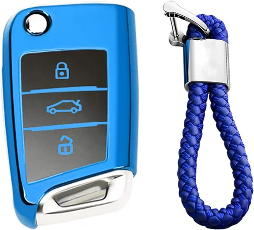 Miniatura 9 de Hombres Mujeres Cuero Genuino Llavero Funda Para Volkswagen/Para Skoda/Para Audi/Para Asiento Flip Car Remote Key Case Funda Funda Con Kit Llavero