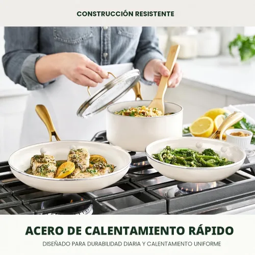 Miniatura 5 de GreenPan Juego de utensilios de cocina Swift antiadherentes de 12 piezas, ollas y sartenes de cerámica sin PFAS con tapas, apto para lavavajillas