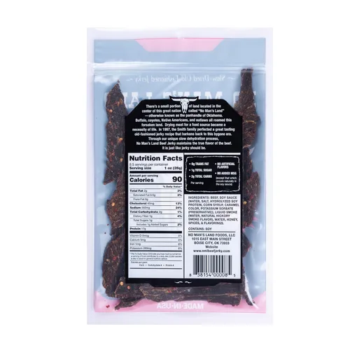 Miniatura 2 de No Man's Land - Carne seca caliente de ternera, filete cortado a mano, secado lento, 0.76 onzas de proteína por porción, 0.00 oz de azúcar, sin MSG