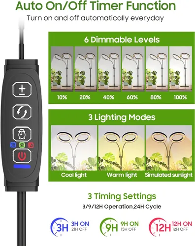 Miniatura 4 de Luces de cultivo para plantas de interior de espectro completo, luz LED para plantas con base de metal, lámparas de cultivo de plantas