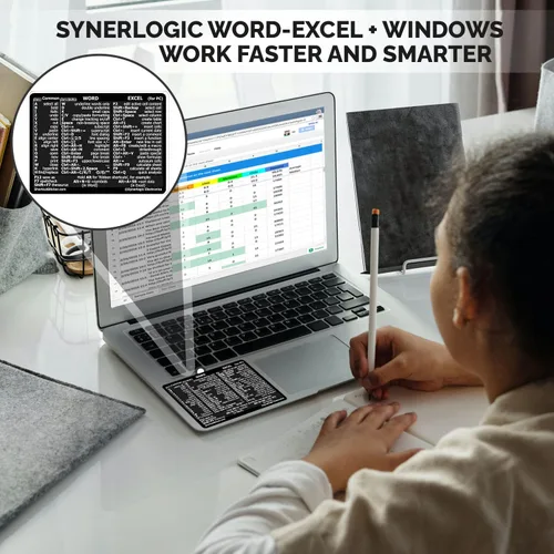 Miniatura 2 de SYNERLOGIC Windows + Word/Excel (para Windows) Guía de referencia rápida Adhesivos de teclado, vinilo sin residuos (negro/pequeño/combinado/2 juegos)