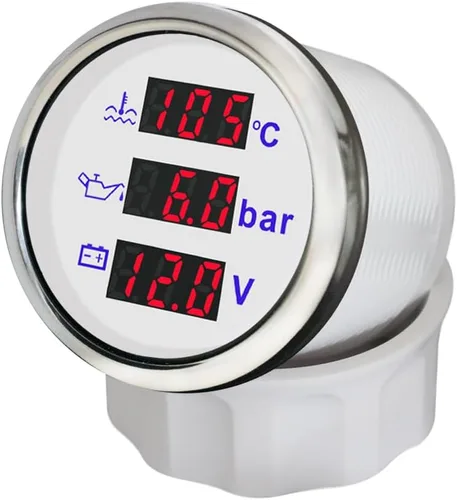 Miniatura 9 de ELING Voltímetro multifuncional 4 en 1 de 3.346 in, presión de aceite, nivel de combustible, medidor de temperatura del agua 9-32 V para automóvil