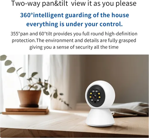 Miniatura 3 de EVERSECU Cámara de seguridad HD 2K 3.0MP WiFi para el hogar, panorámica/inclinación, seguimiento automático humanoide, audio de 2 vías, visión