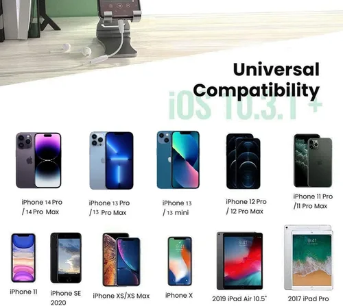 Miniatura 4 de [Certificado MFi de Apple] Adaptador de auriculares Apple iPhone 14 Pro Max, paquete de 2 conectores Lightning a conector de auriculares de 0.138