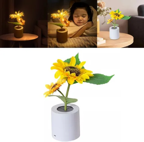 Miniatura 8 de Lámpara de girasol – Luz nocturna de girasol artificial, lámpara de flores recargable por USB para regalo del día de la madre, decoración de Tres