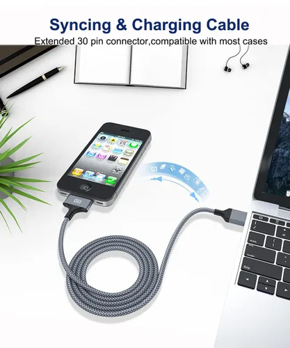 Miniatura 5 de AkoaDa Cable de carga USB de 6.6 pies, 2 unidades, cable de sincronización USB de 30 pines, cable de carga de sincronización de alta velocidad