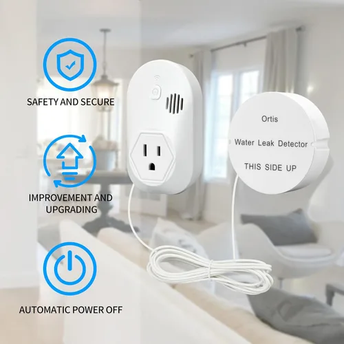 Miniatura 2 de Ortis Detector de fugas de alarma de agua, alarma fuerte de 95 dB, evita inundaciones graves y daños por agua