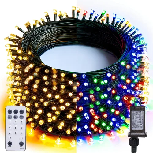 Miniatura 8 de Dazzle Bright Luces de Navidad que cambian de color, 66 pies, 200 LED, blanco cálido y multicolor, impermeable, con control remoto, 11 modos